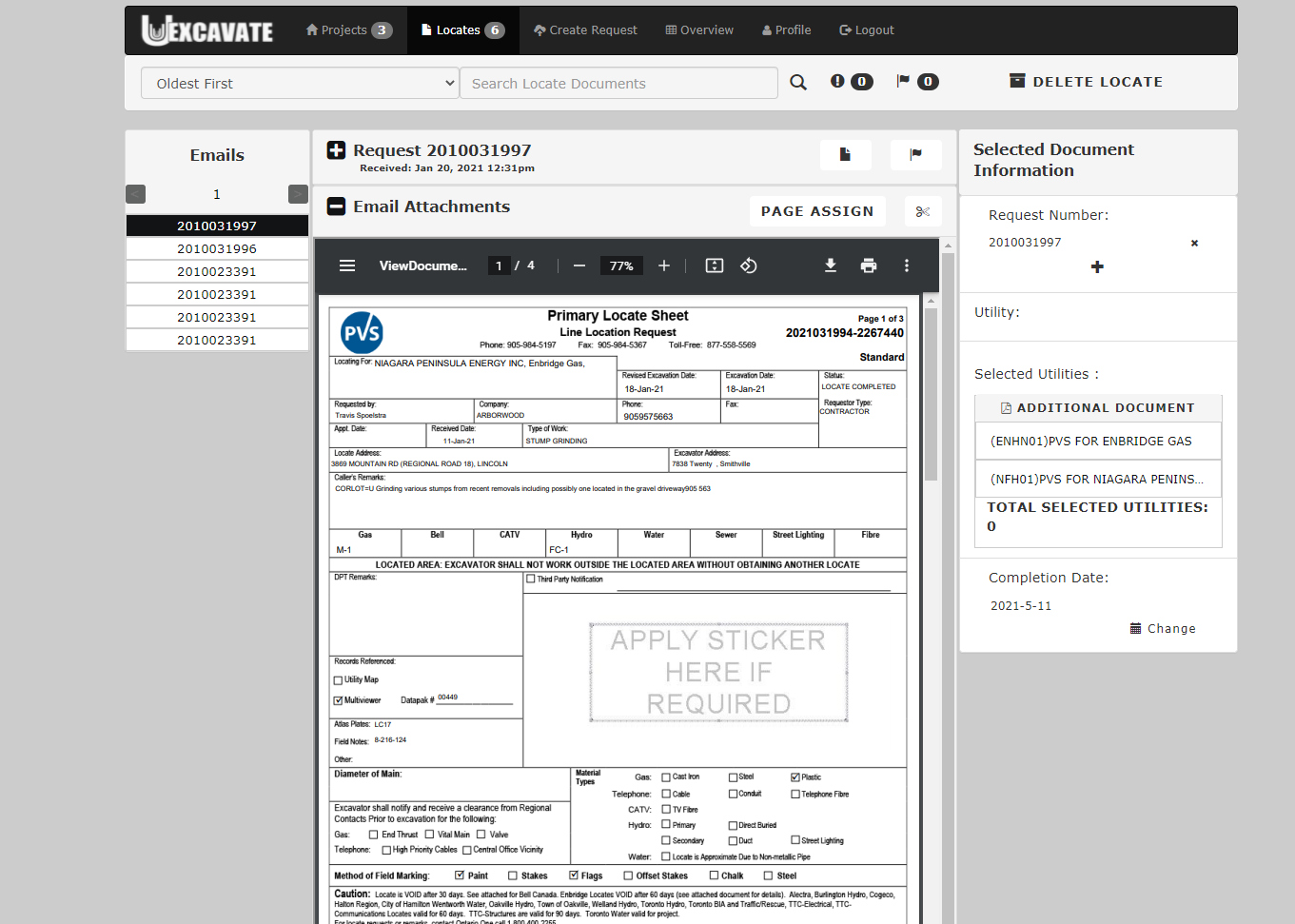 uexcavate locate sheet